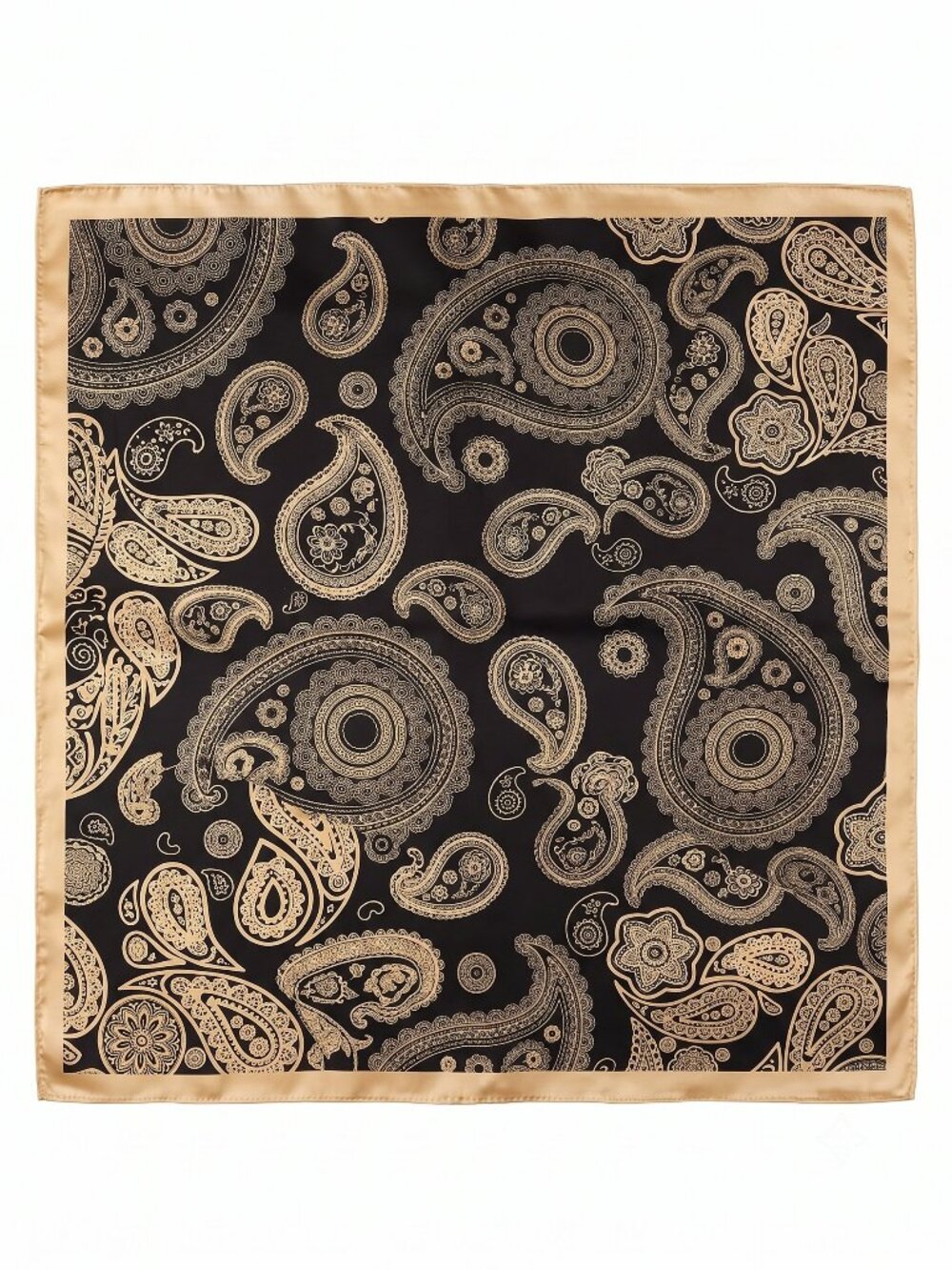 Lumière East Silk Scarf – Noir Gold Paisley | 100% Mulberry Silk 70x70cm